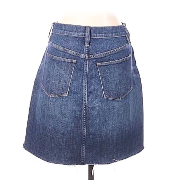J. Crew Mercantile Blue Denim Frayed Raw Edge Factory Distressed Mini Skirt - Picture 3 of 16